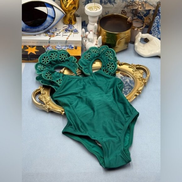 🆕 ZIMMERMANN KIDS 🧿 NWT Ottie Embroidered 1PC, Green - Sz 2 Y - Picture 4 of 13